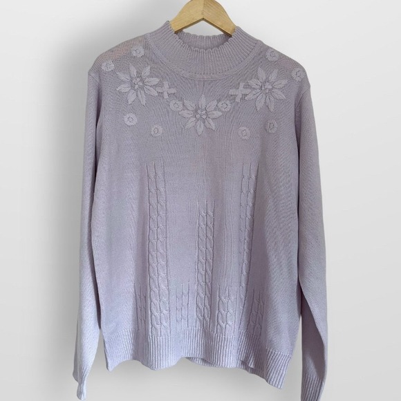 Purple Grandma Sweater Embroidered Flowers - Picture 3 of 8